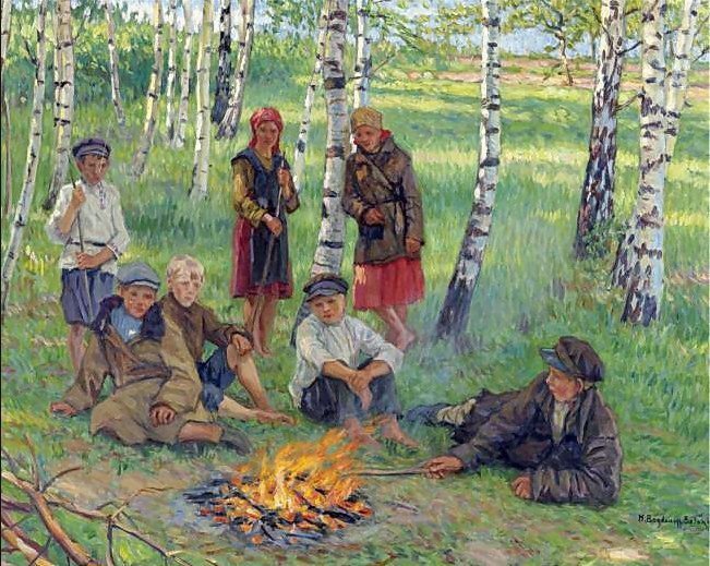 by the campfire